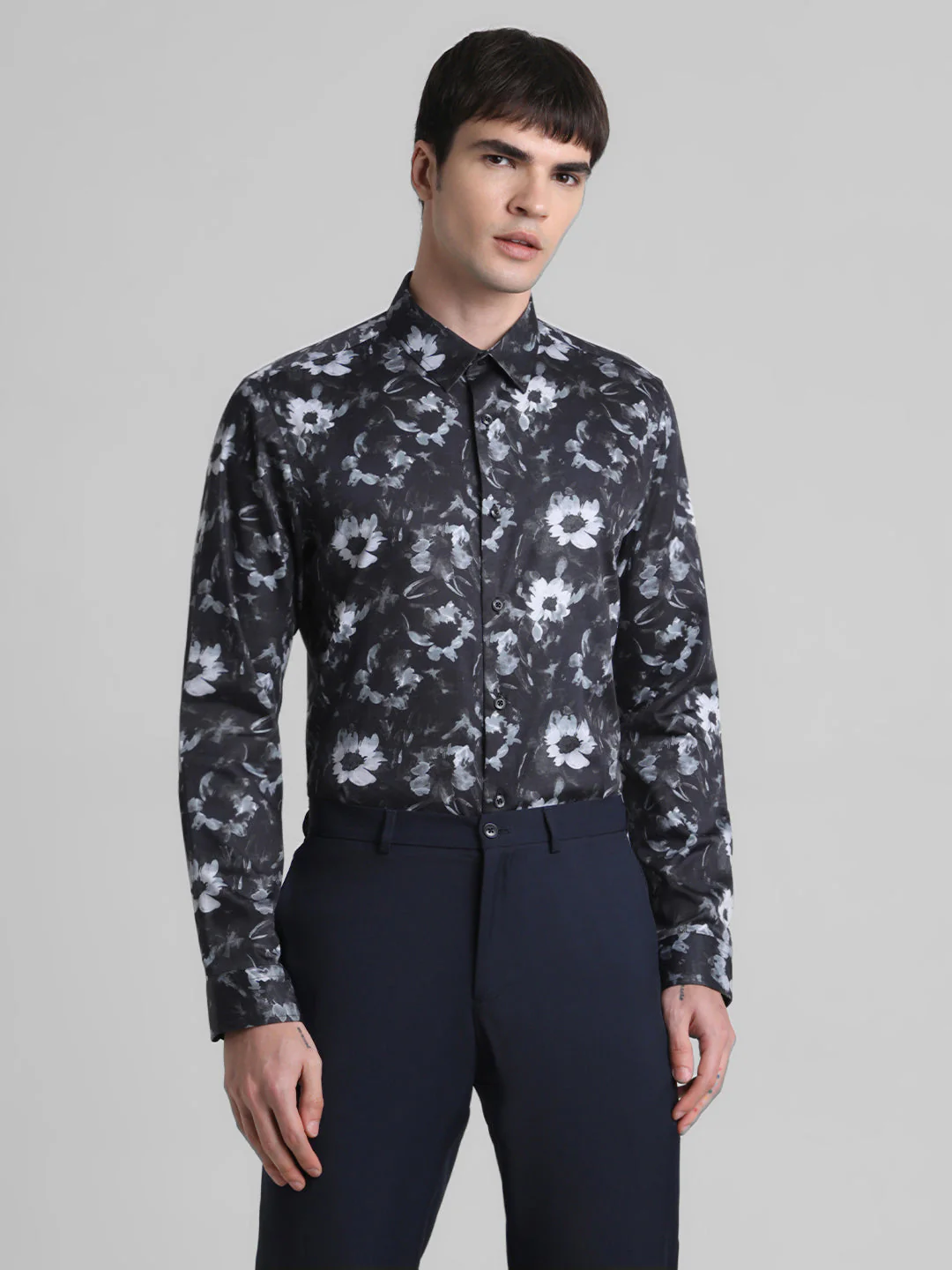 Black Floral Print Shirt - Image 2