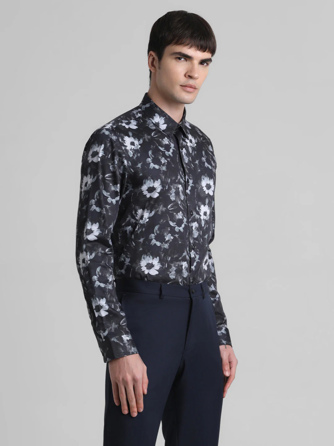 Black Floral Print Shirt - Image 3
