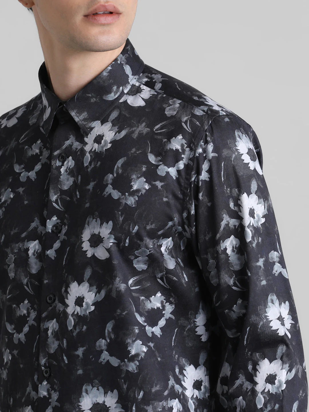 Black Floral Print Shirt - Image 5
