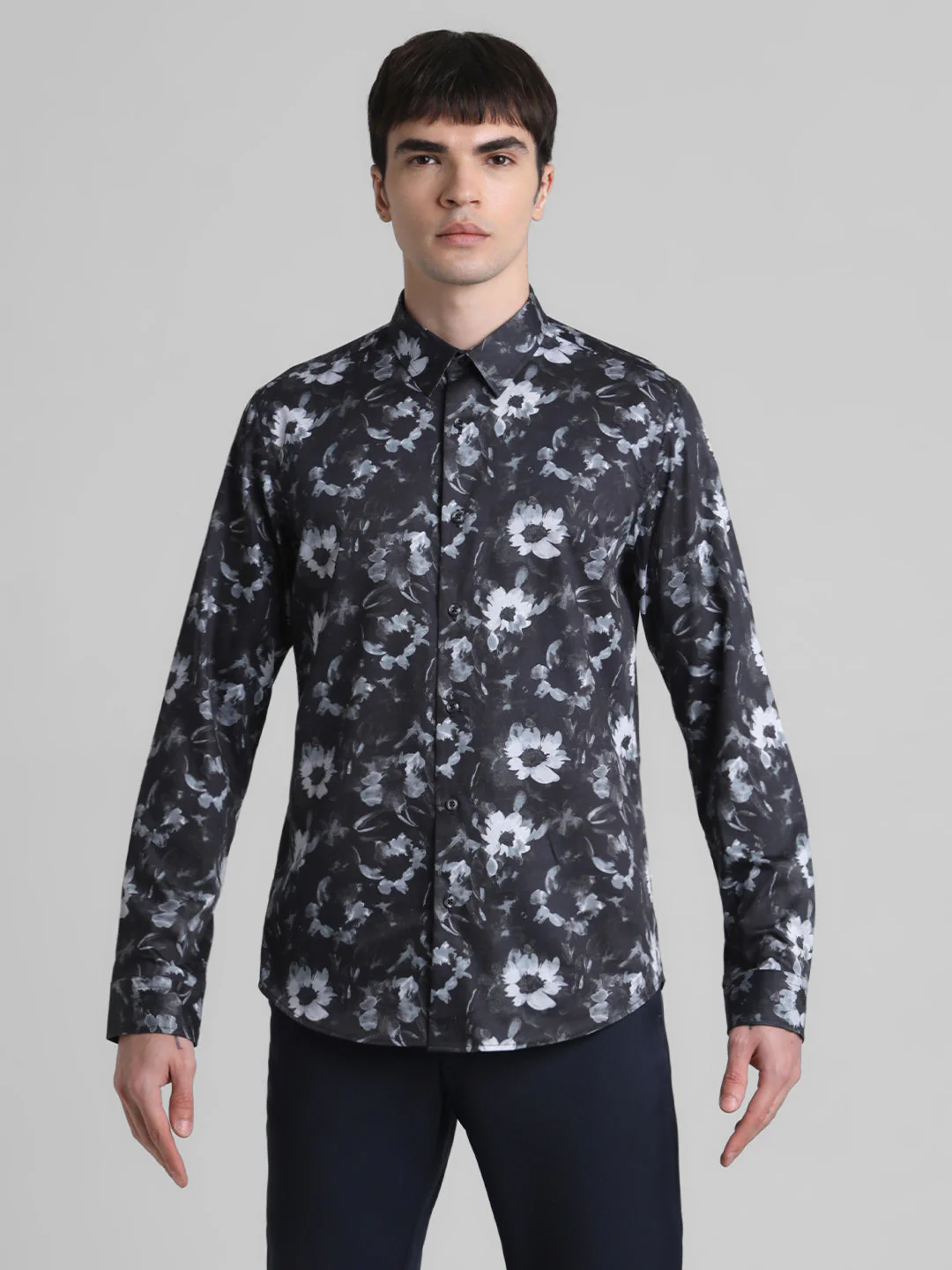 Black Floral Print Shirt - Image 8