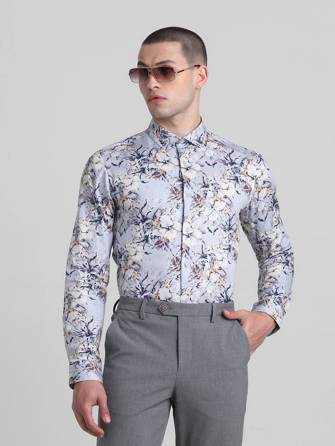 Blue Floral Print Shirt