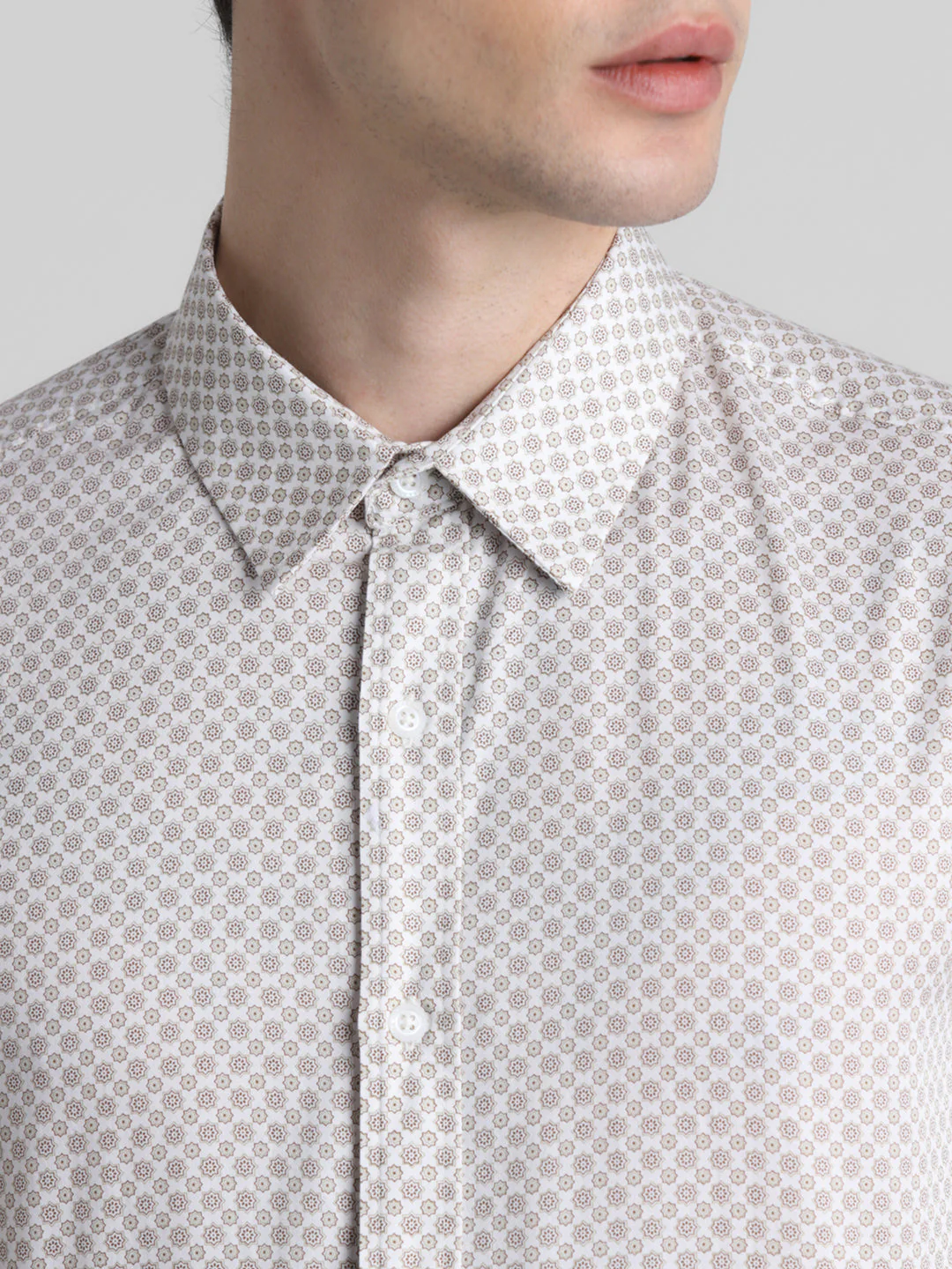 Light Brown Geometric Print Shirt - Image 5
