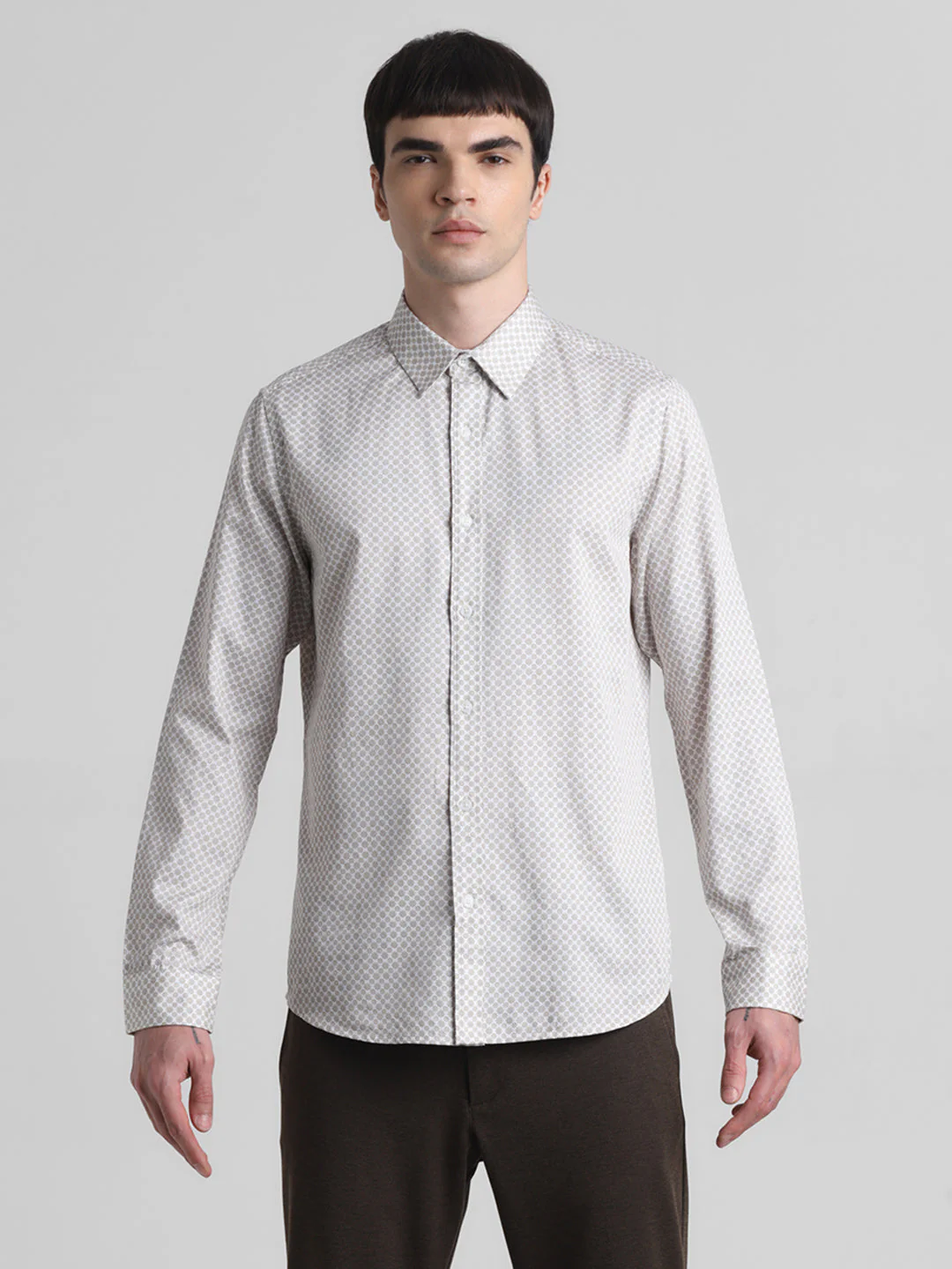 Light Brown Geometric Print Shirt - Image 8