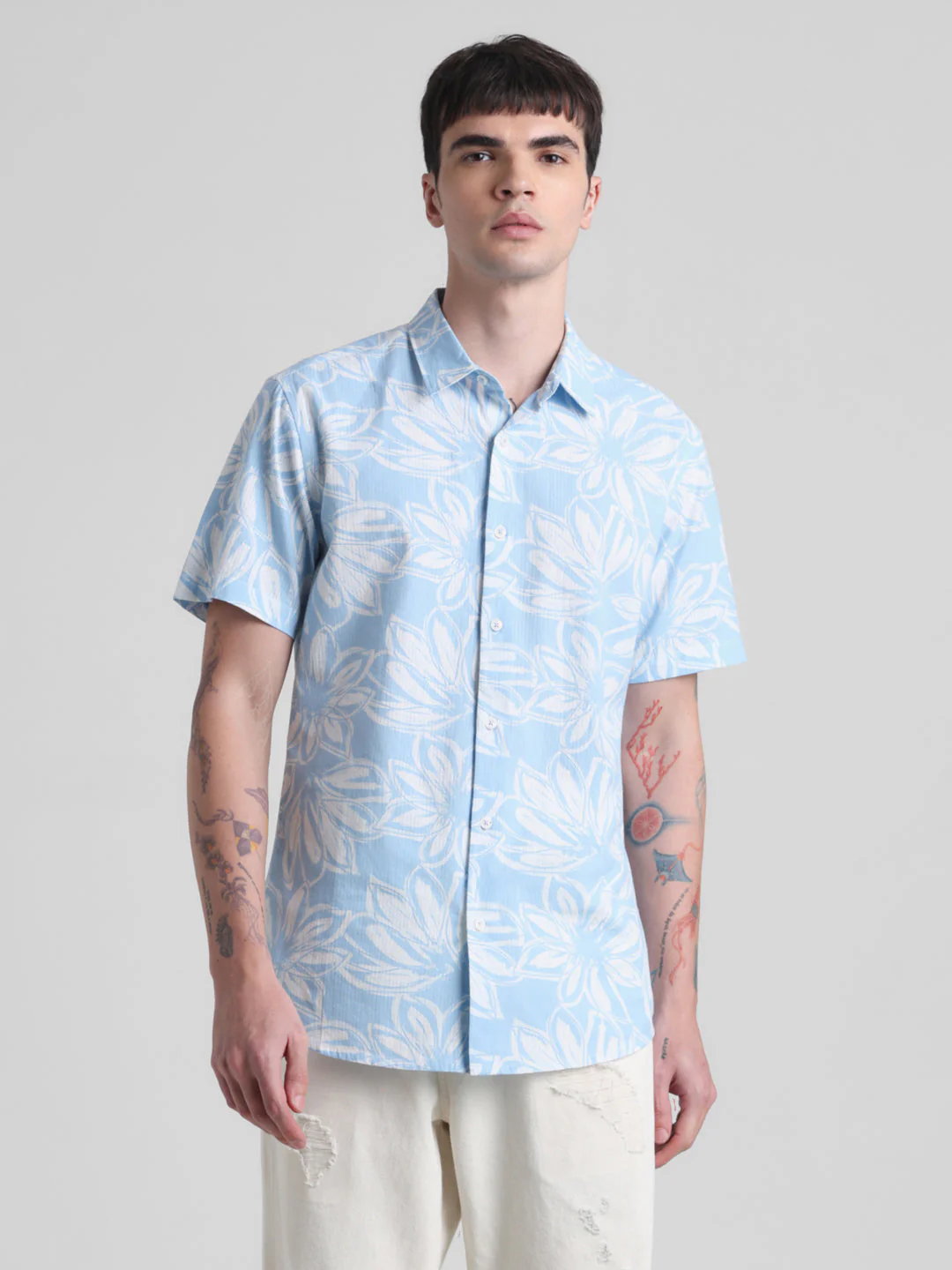 Blue Floral Short Sleeve Shirt - Image 2