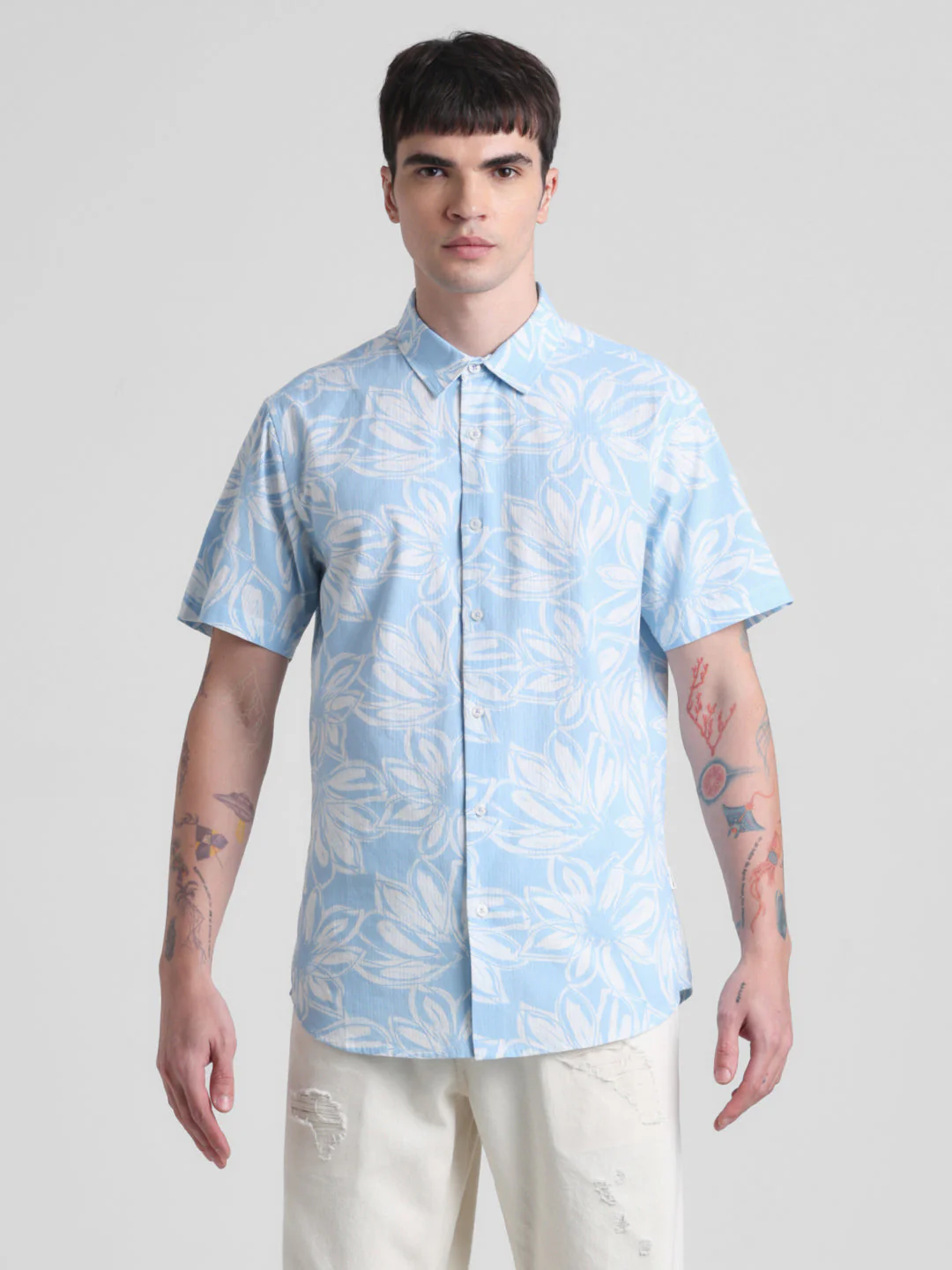 Blue Floral Short Sleeve Shirt - Image 8
