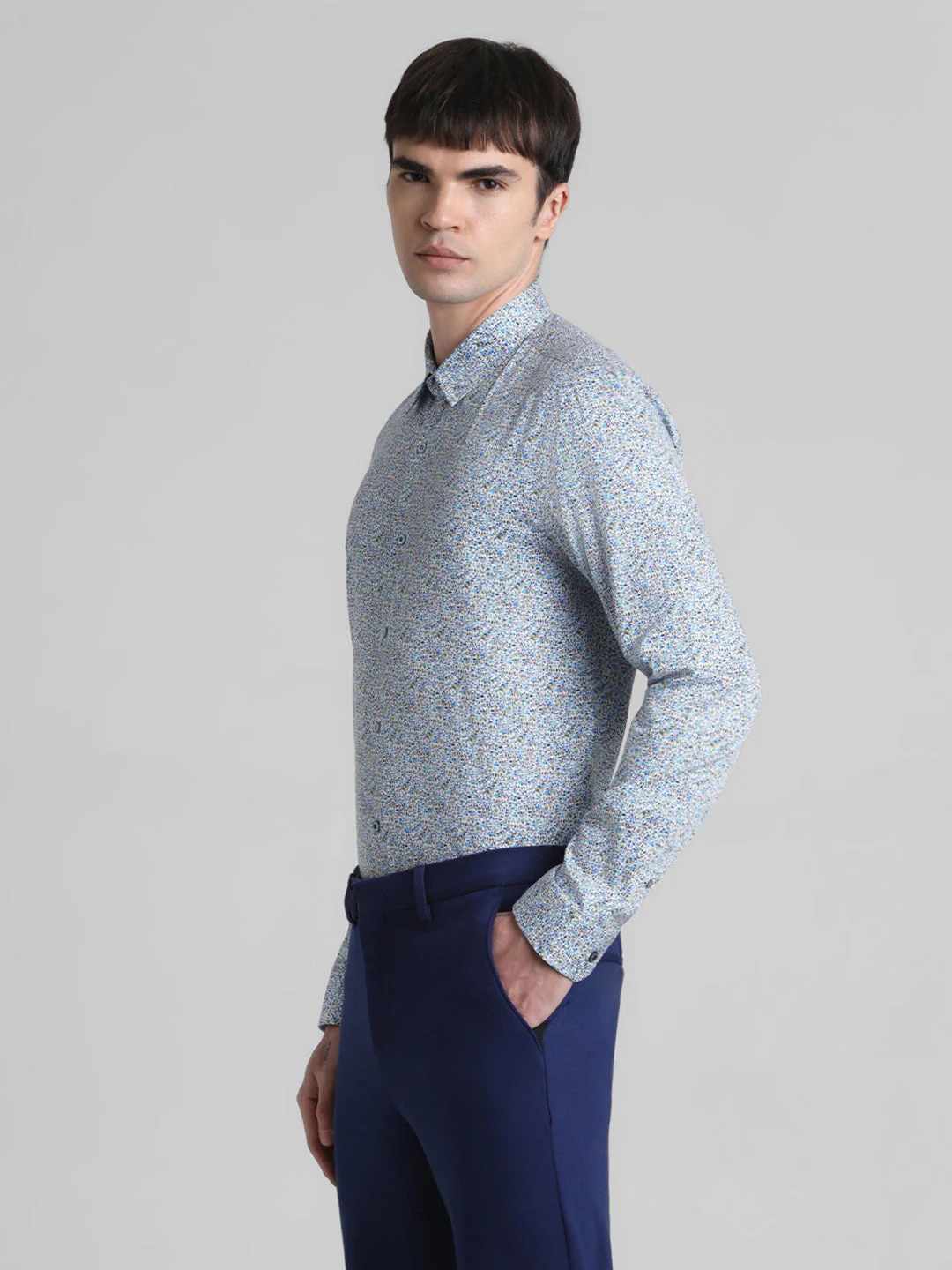 Blue Printed Cotton Shirt - Image 3