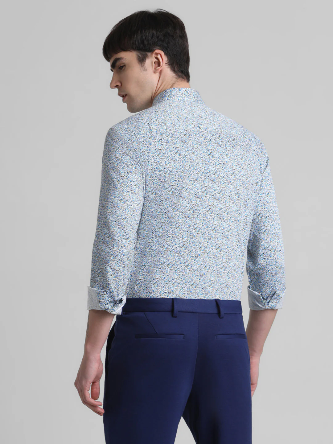 Blue Printed Cotton Shirt - Image 4
