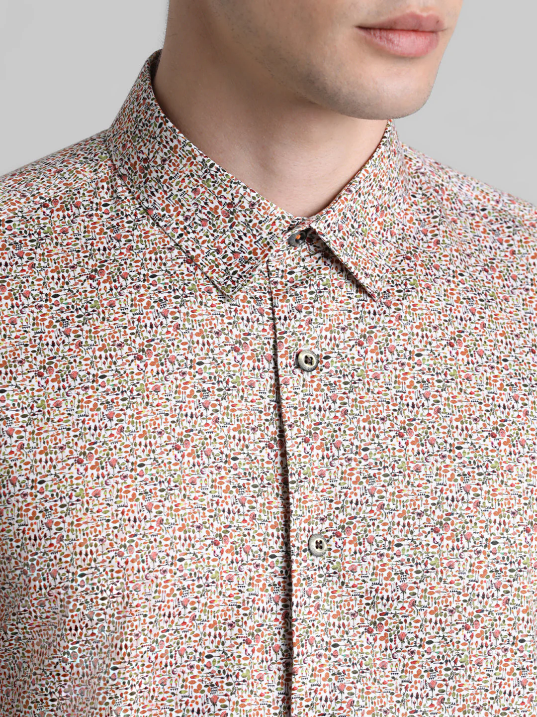 Brown Printed Cotton Shirt - Image 5
