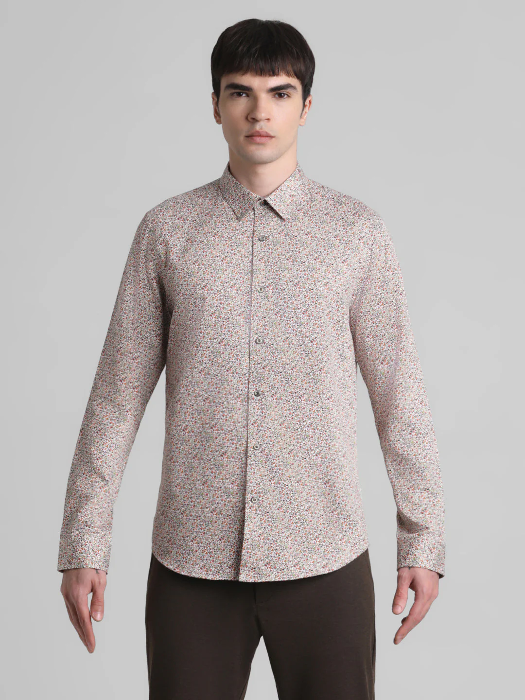 Brown Printed Cotton Shirt - Image 8