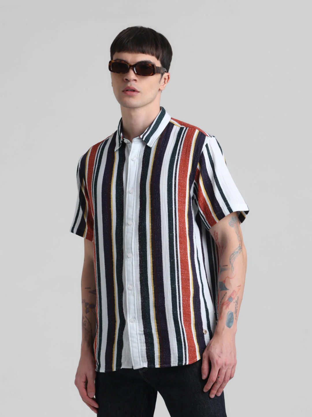 Multi-Stripe Short Sleeve Shirt