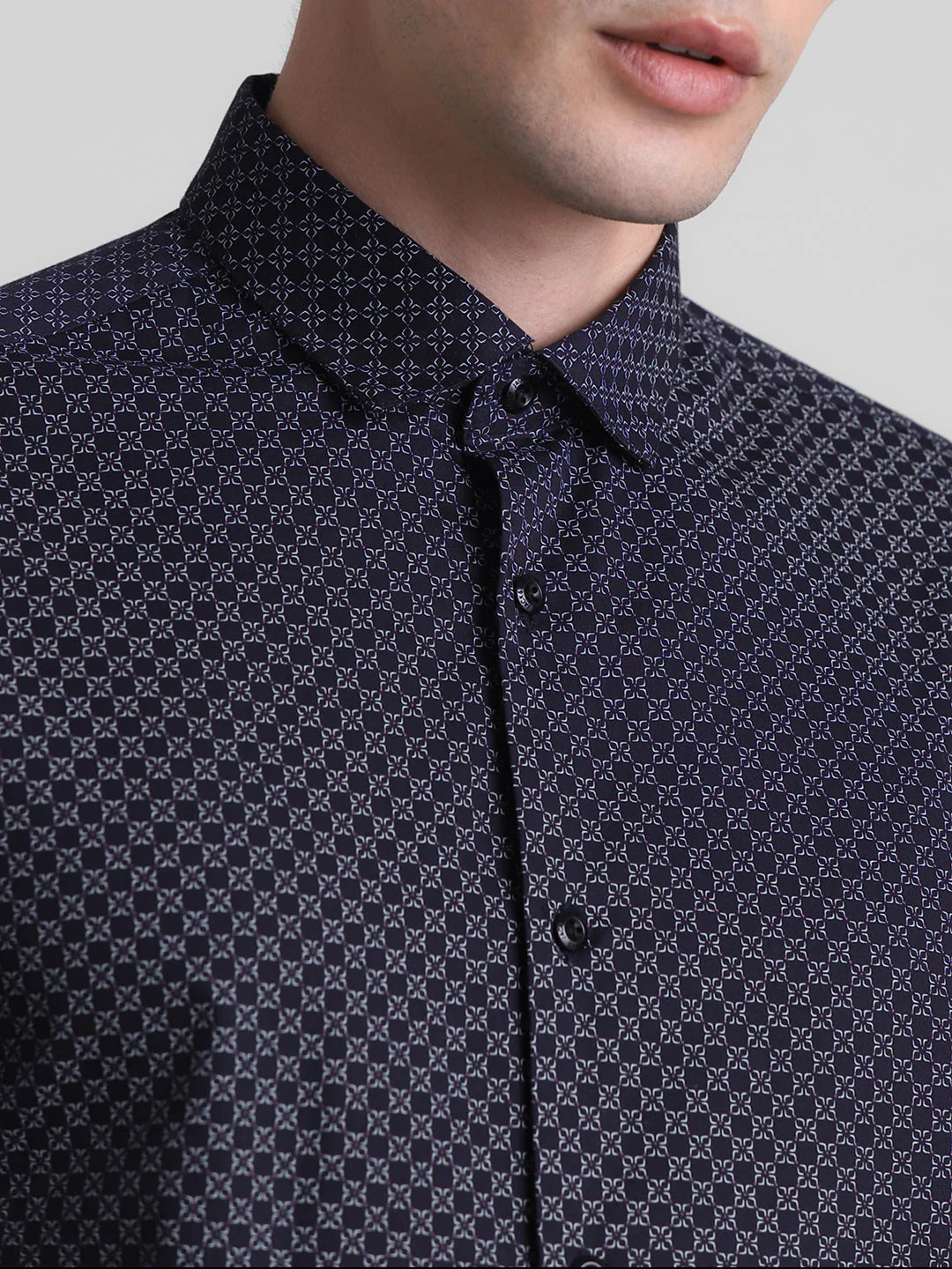 Navy Printed Full Sleeves Shirt - Image 5