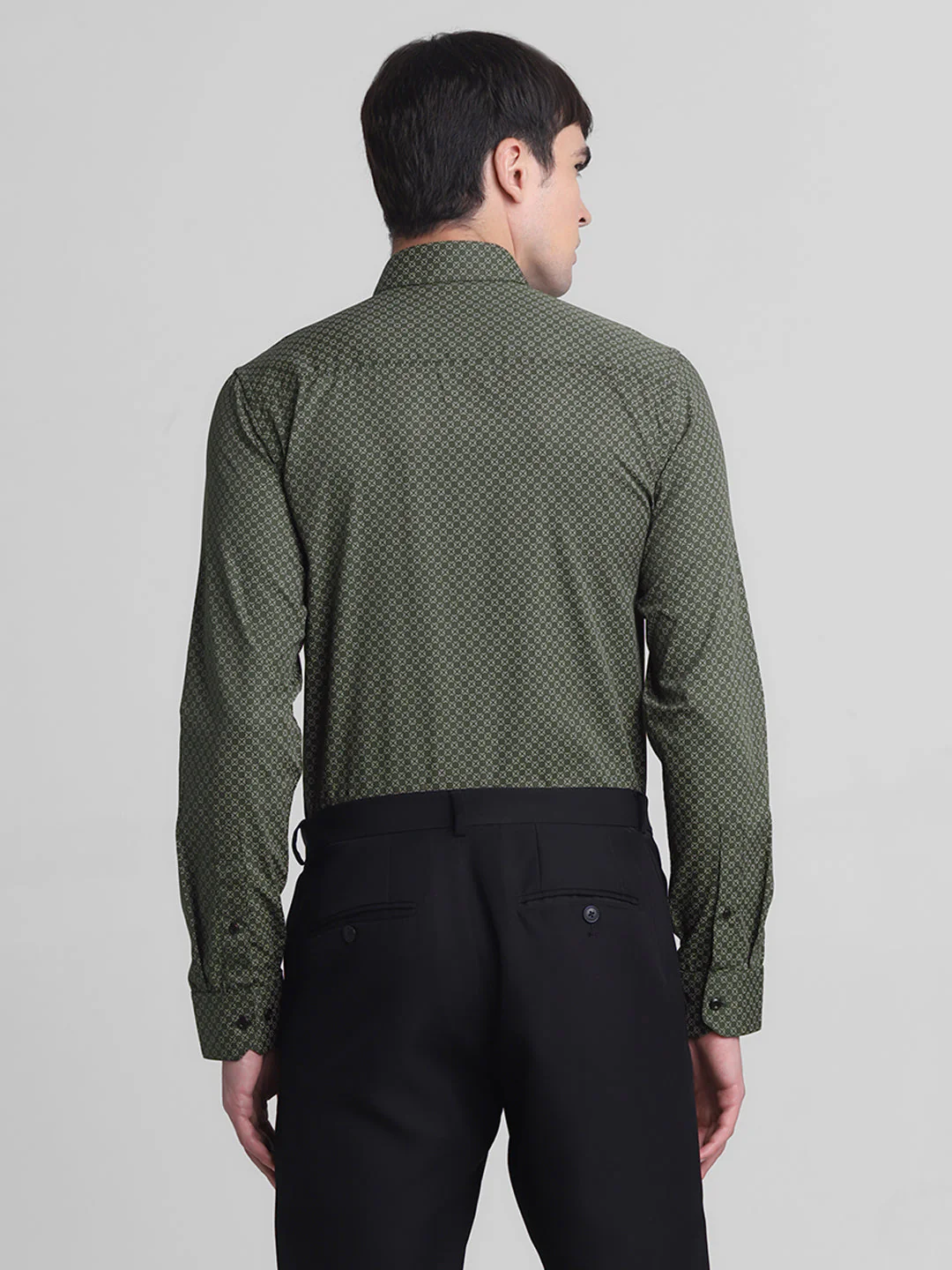 Green Printed Full Sleeves Shirt - Image 4