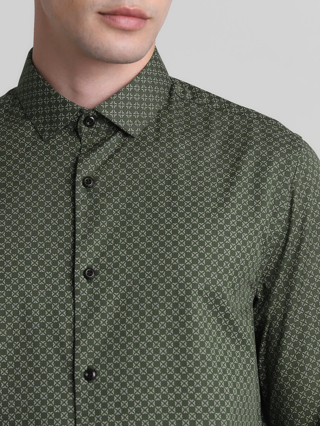 Green Printed Full Sleeves Shirt - Image 5