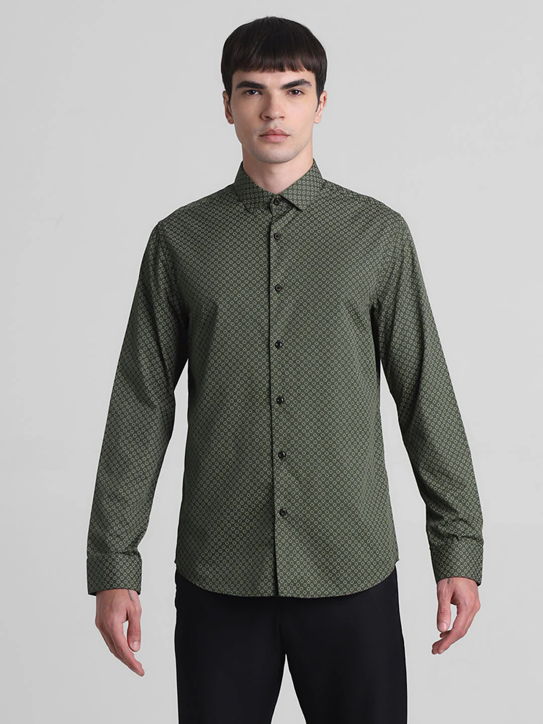 Green Printed Full Sleeves Shirt - Image 8