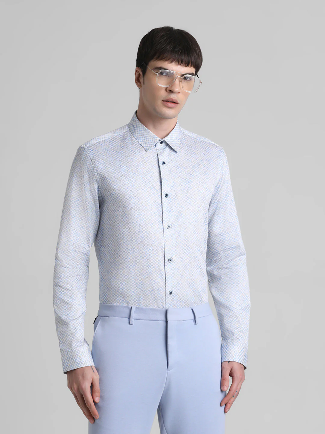White Printed Cotton Shirt