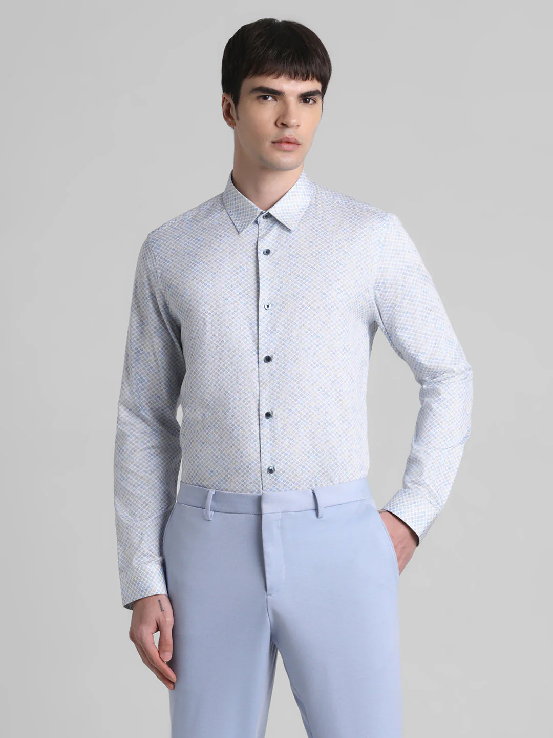 White Printed Cotton Shirt - Image 2