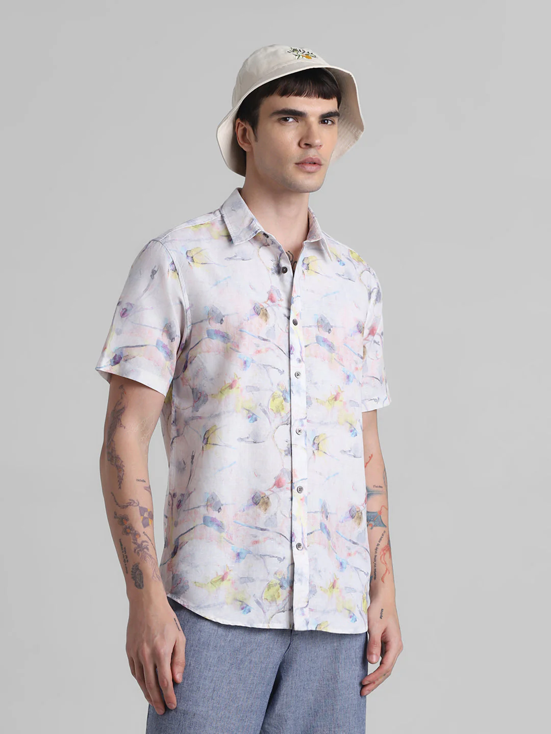 Watercolour Print Short Sleeve Shirt