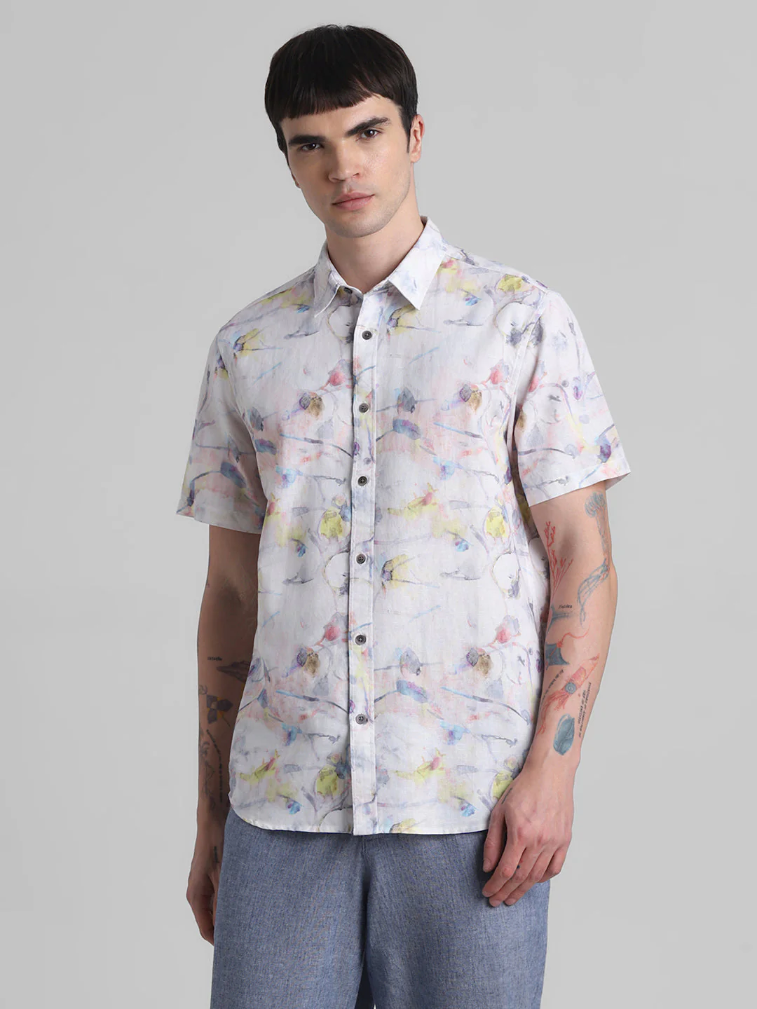 Watercolour Print Short Sleeve Shirt - Image 2