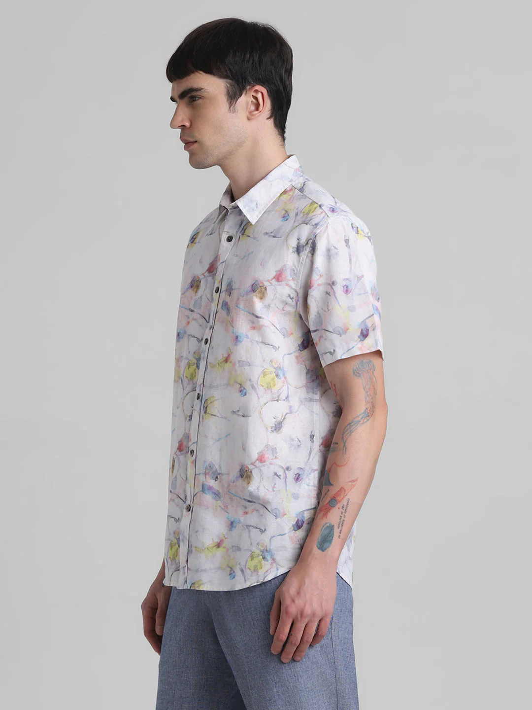 Watercolour Print Short Sleeve Shirt - Image 3