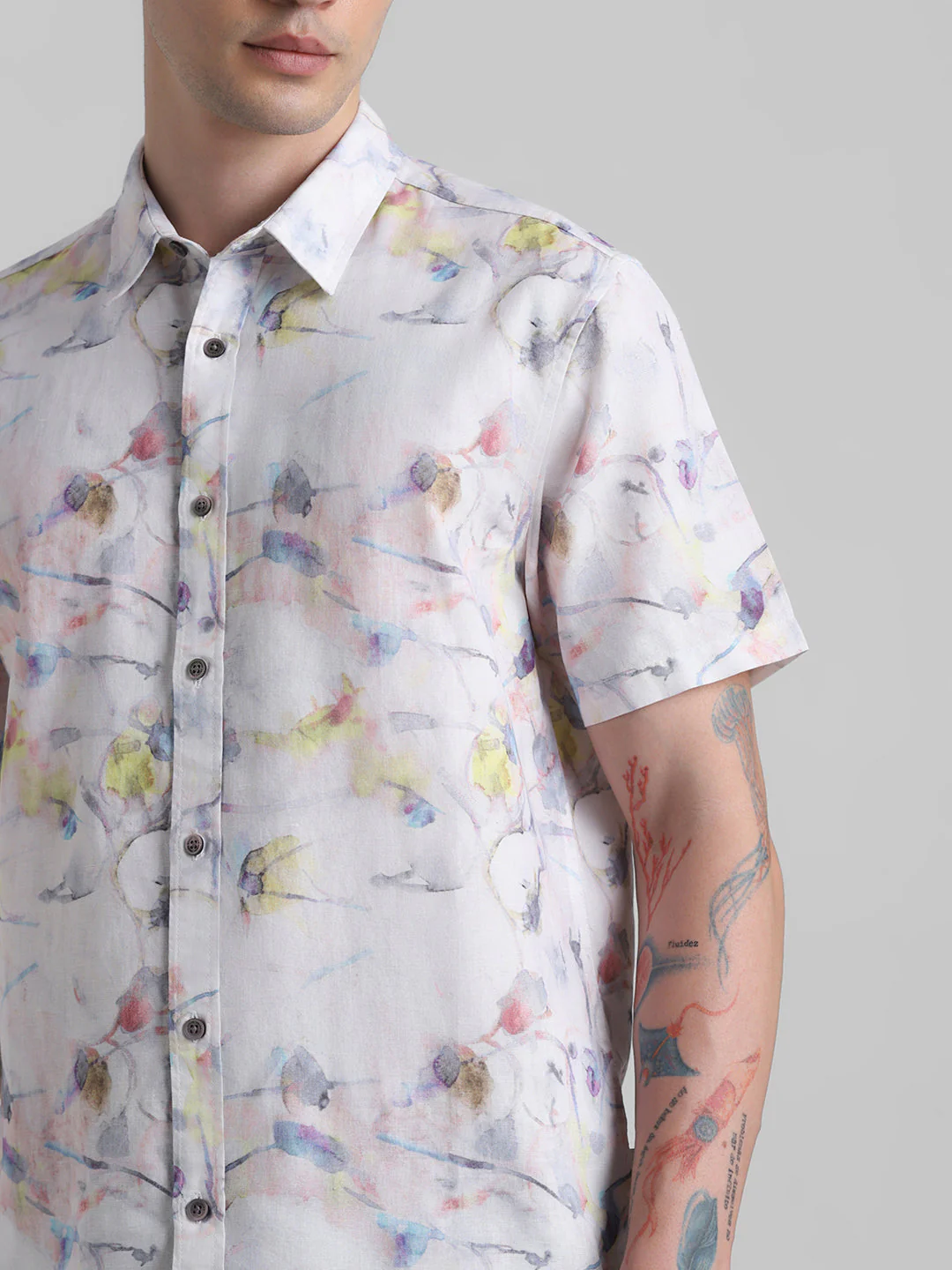 Watercolour Print Short Sleeve Shirt - Image 5