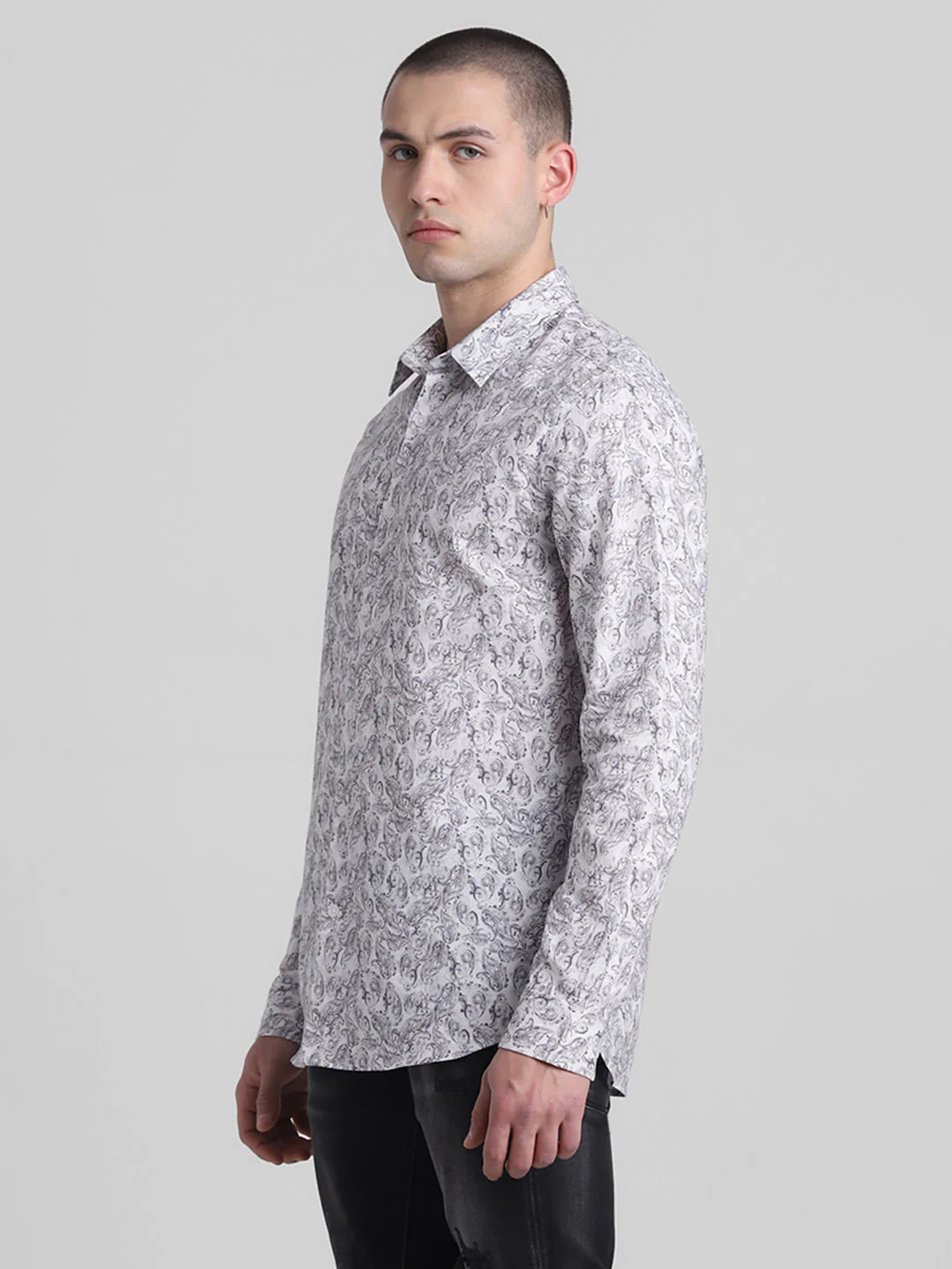 Grey Paisley Print Shirt - Image 3