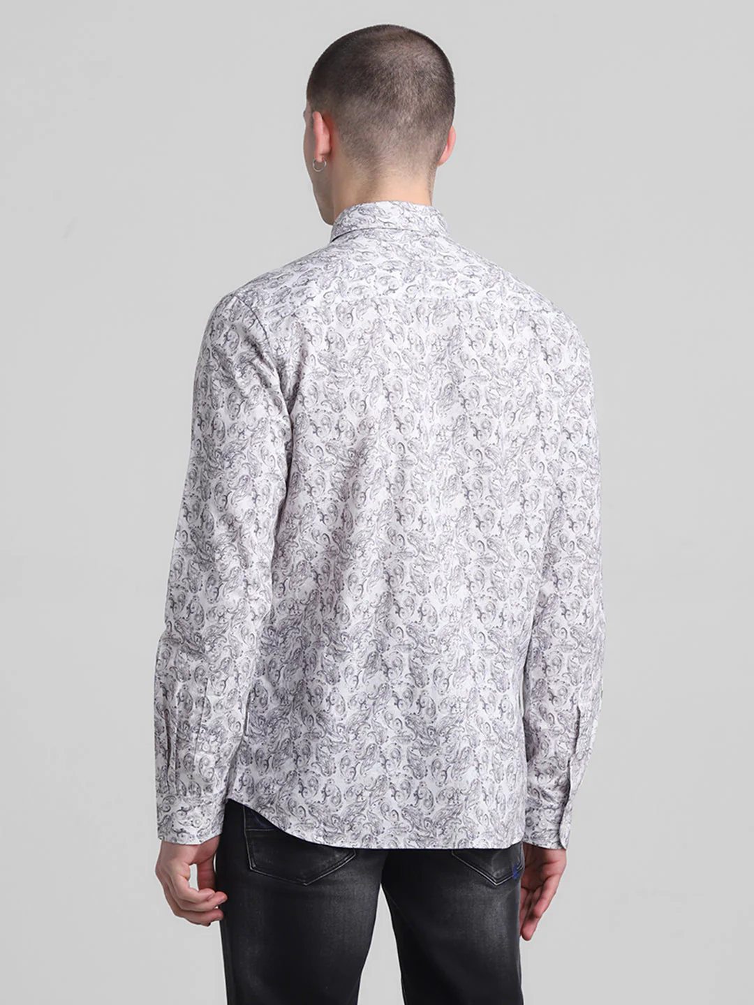 Grey Paisley Print Shirt - Image 4