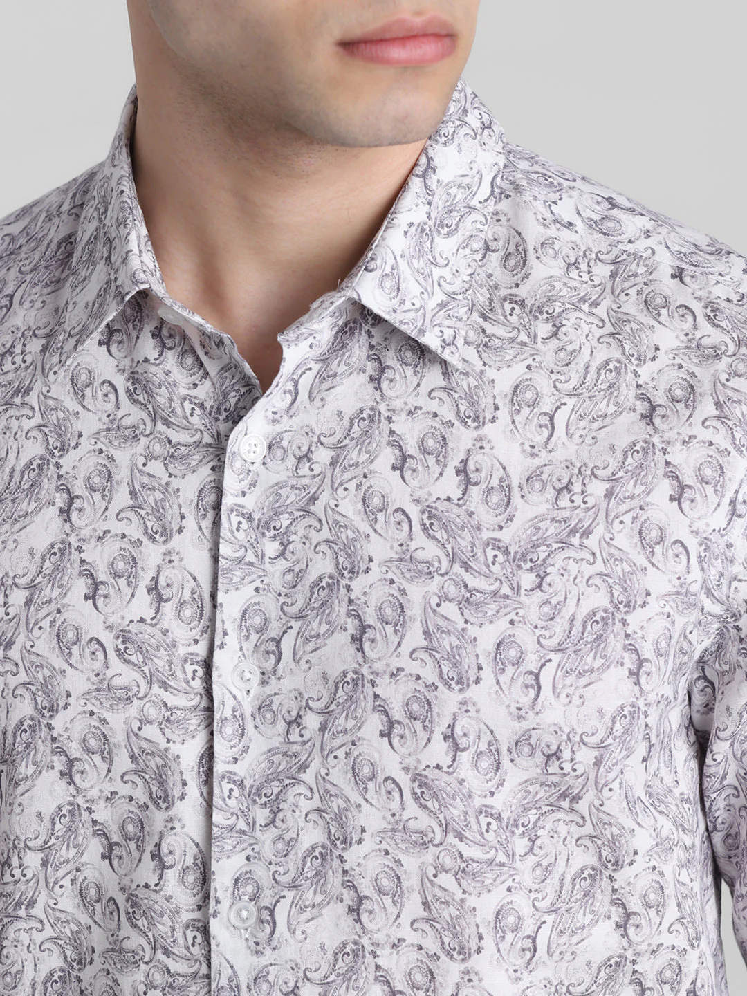Grey Paisley Print Shirt - Image 5