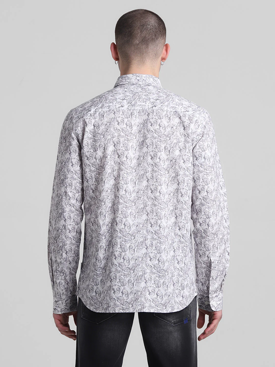Grey Paisley Print Shirt - Image 9
