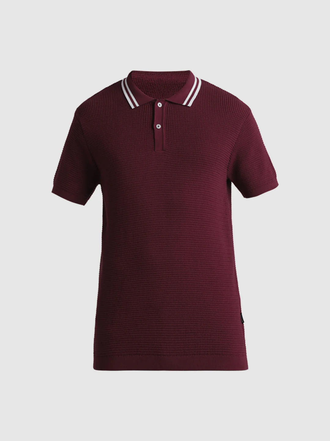 Dark Red Cotton Flat Knit Polo - Image 7