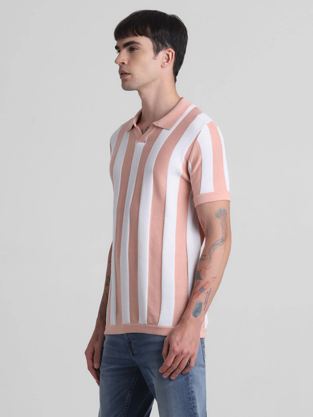 Colourblocked Striped Flat Knit Polo - Image 3