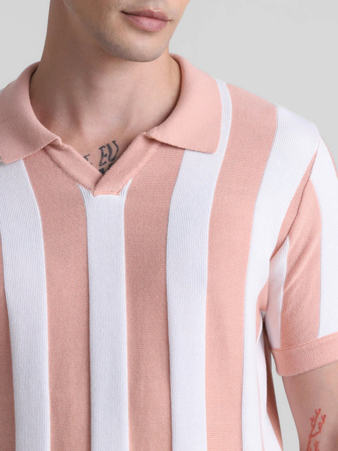Colourblocked Striped Flat Knit Polo - Image 5
