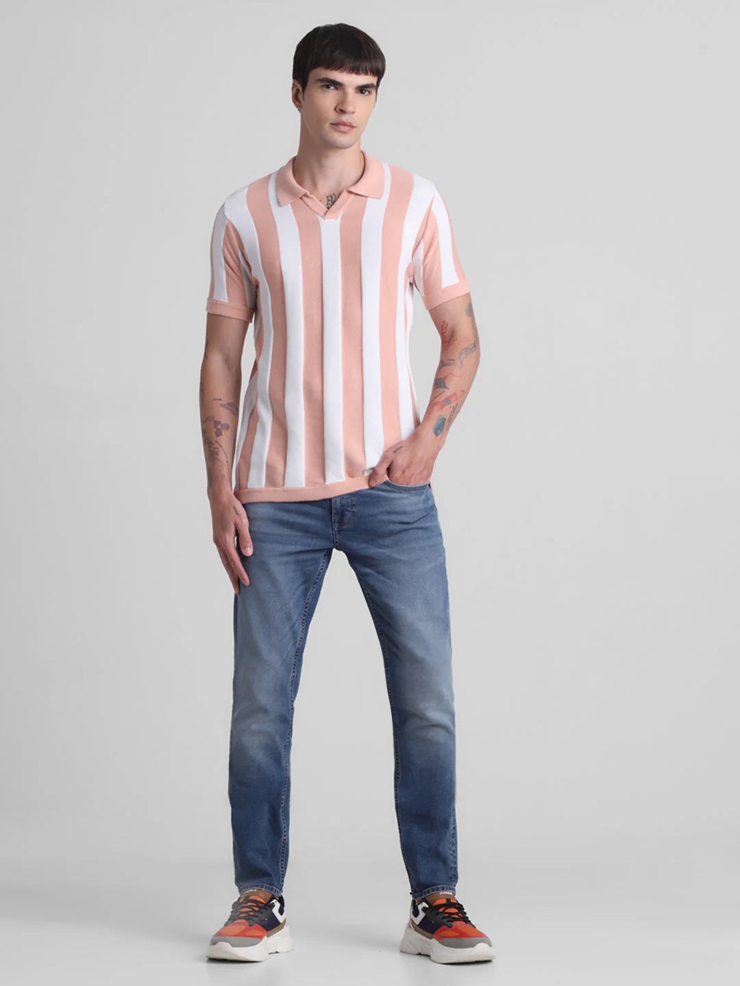 Colourblocked Striped Flat Knit Polo - Image 6