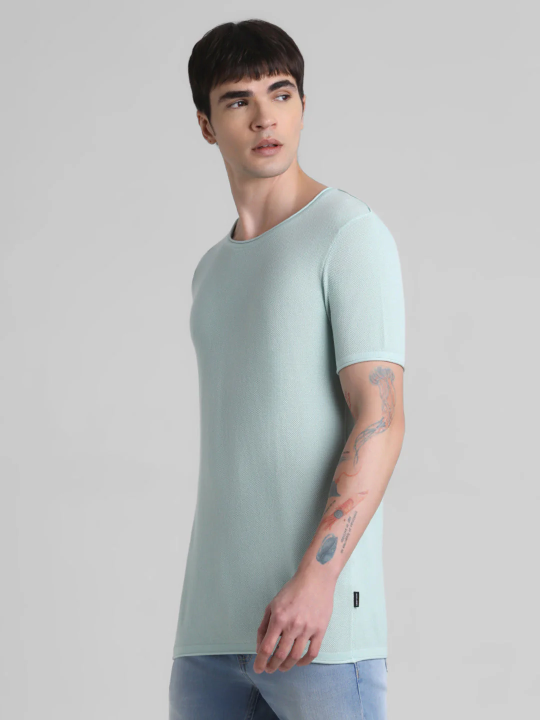 Cotton Flat Knit Pullover - Light Green - Image 3