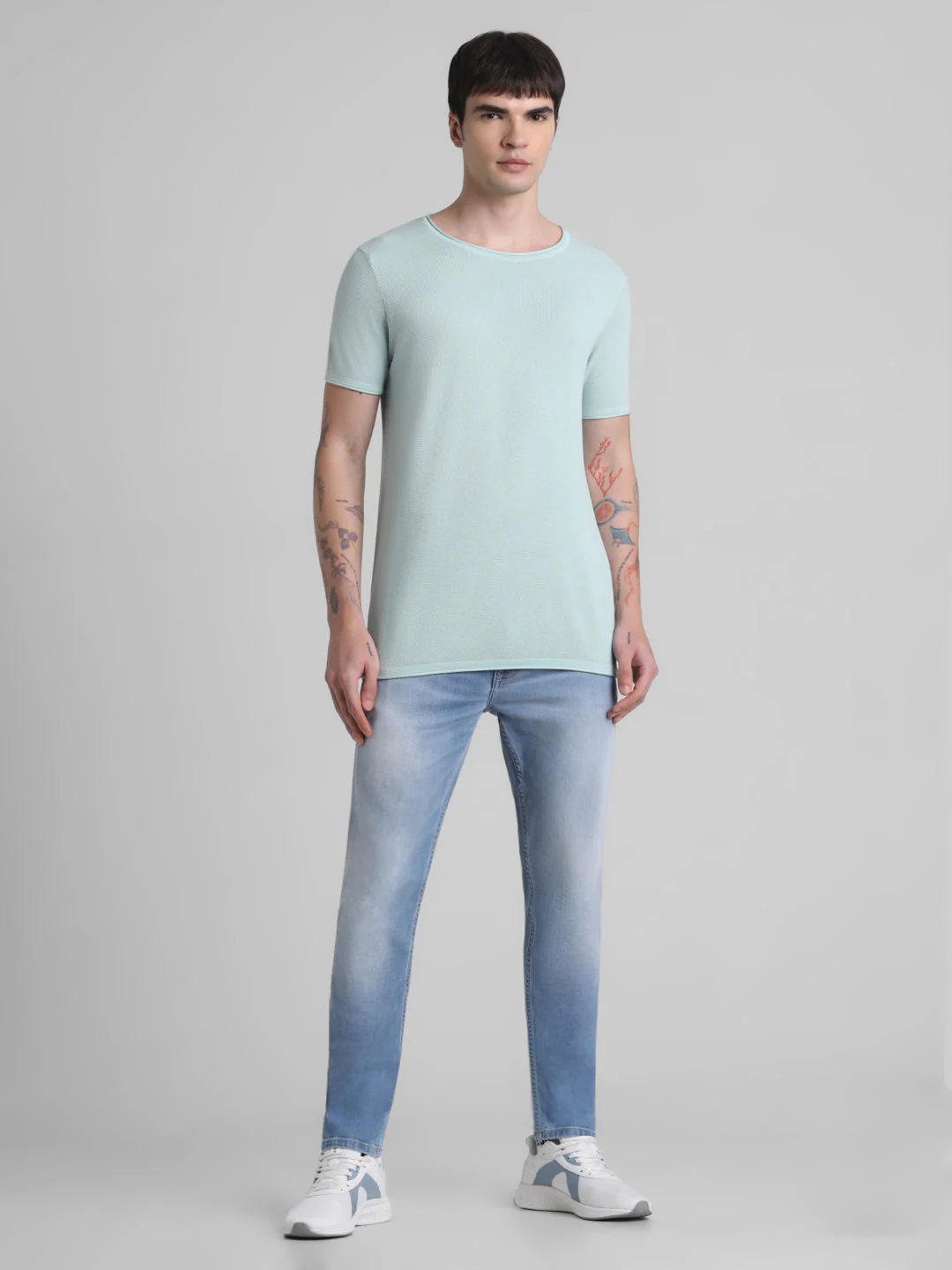 Cotton Flat Knit Pullover - Light Green - Image 6