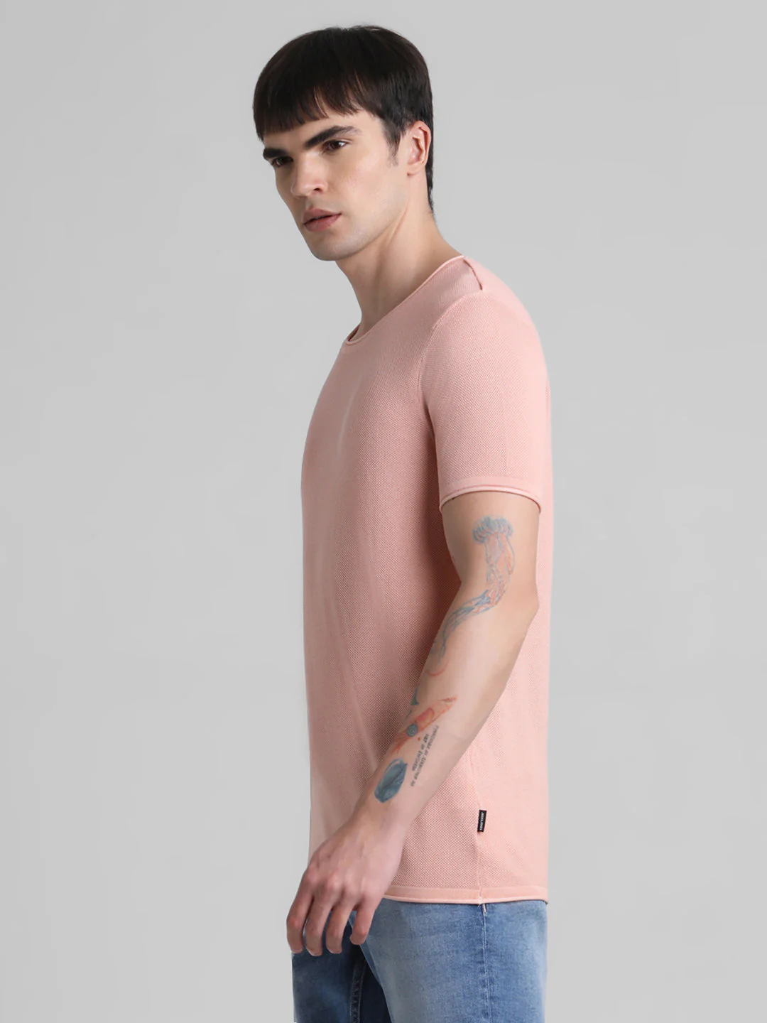 Cotton Flat Knit Pullover - Peach - Image 3