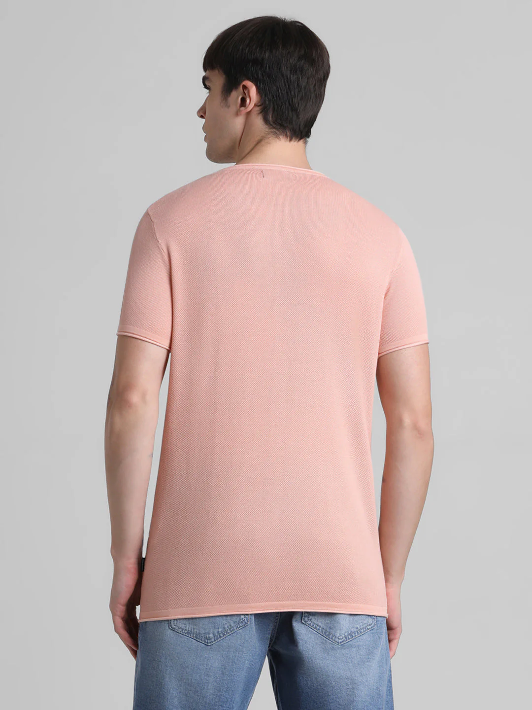 Cotton Flat Knit Pullover - Peach - Image 4