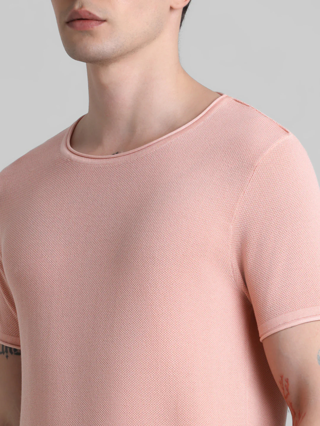 Cotton Flat Knit Pullover - Peach - Image 5