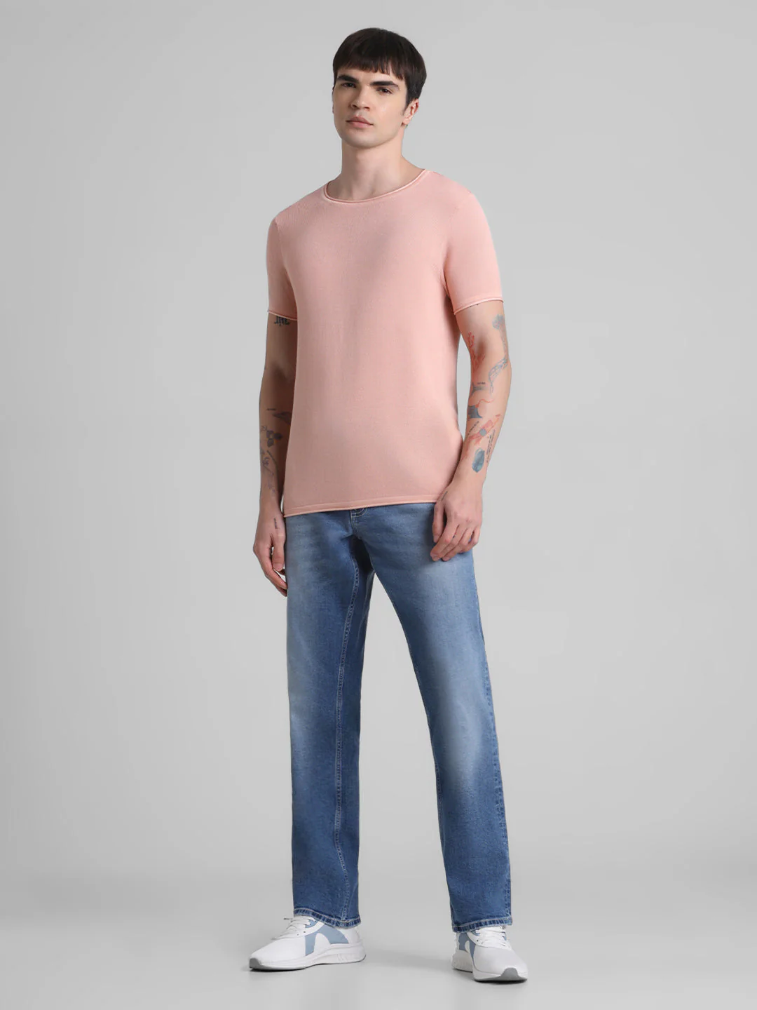 Cotton Flat Knit Pullover - Peach - Image 6