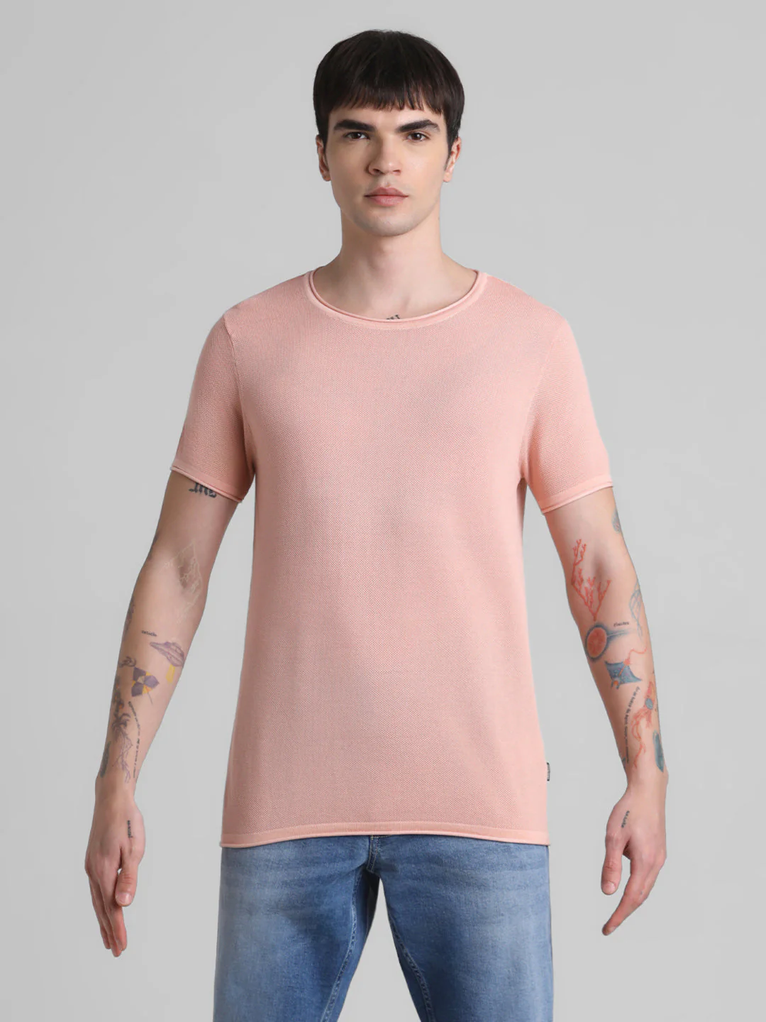 Cotton Flat Knit Pullover - Peach - Image 8