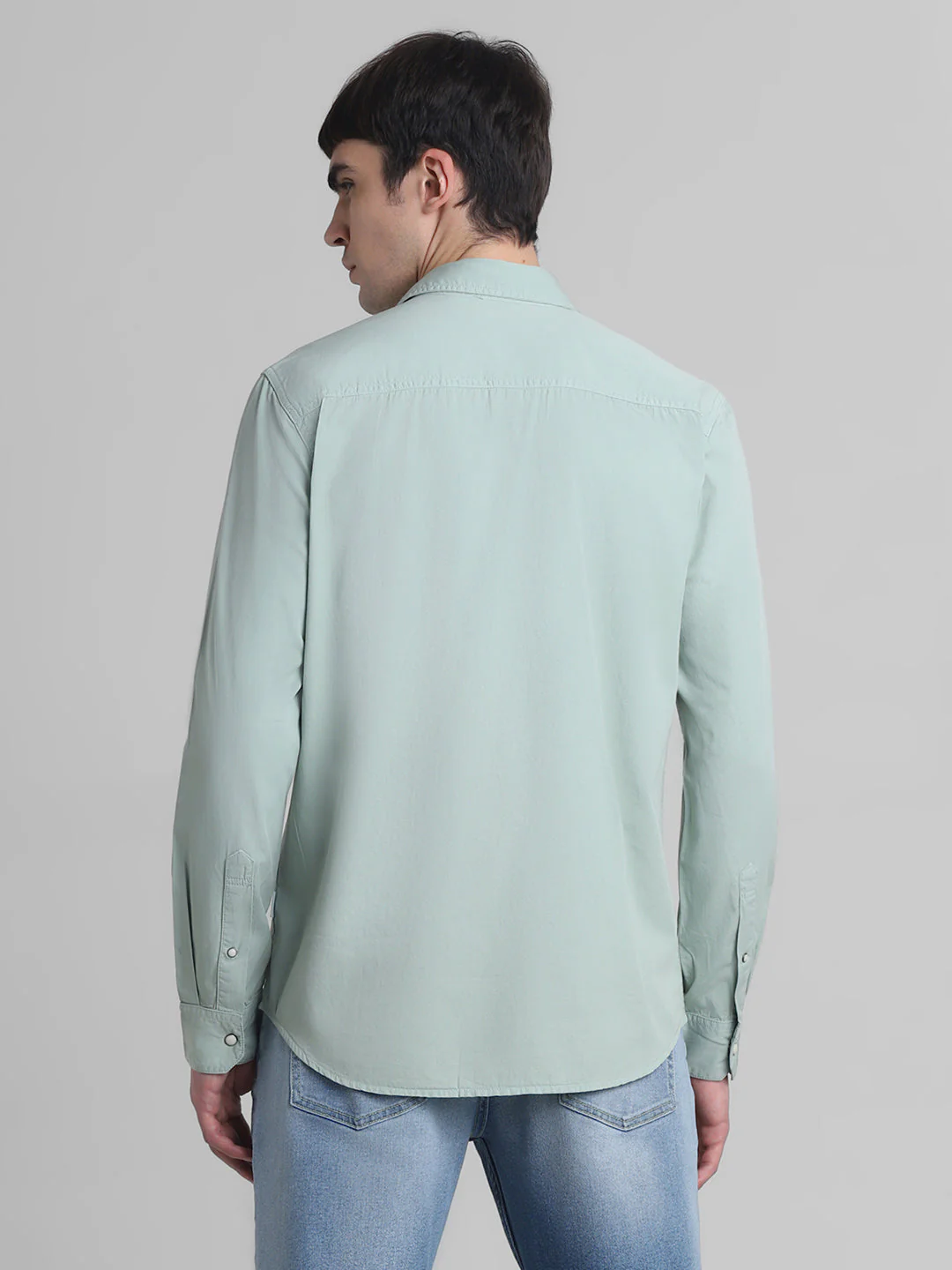 Light Green Denim Full Sleeves Shirt - Image 4