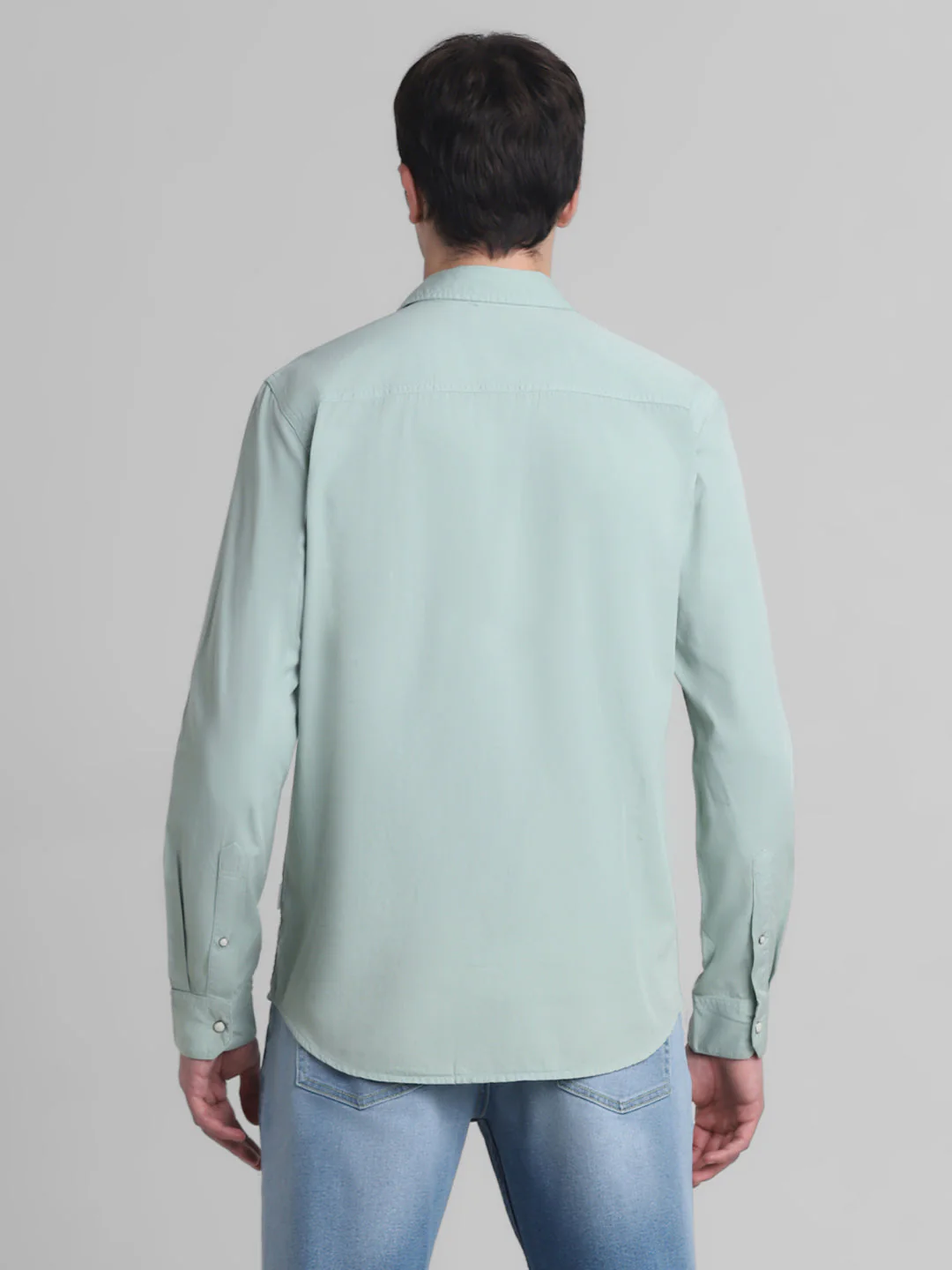 Light Green Denim Full Sleeves Shirt - Image 9