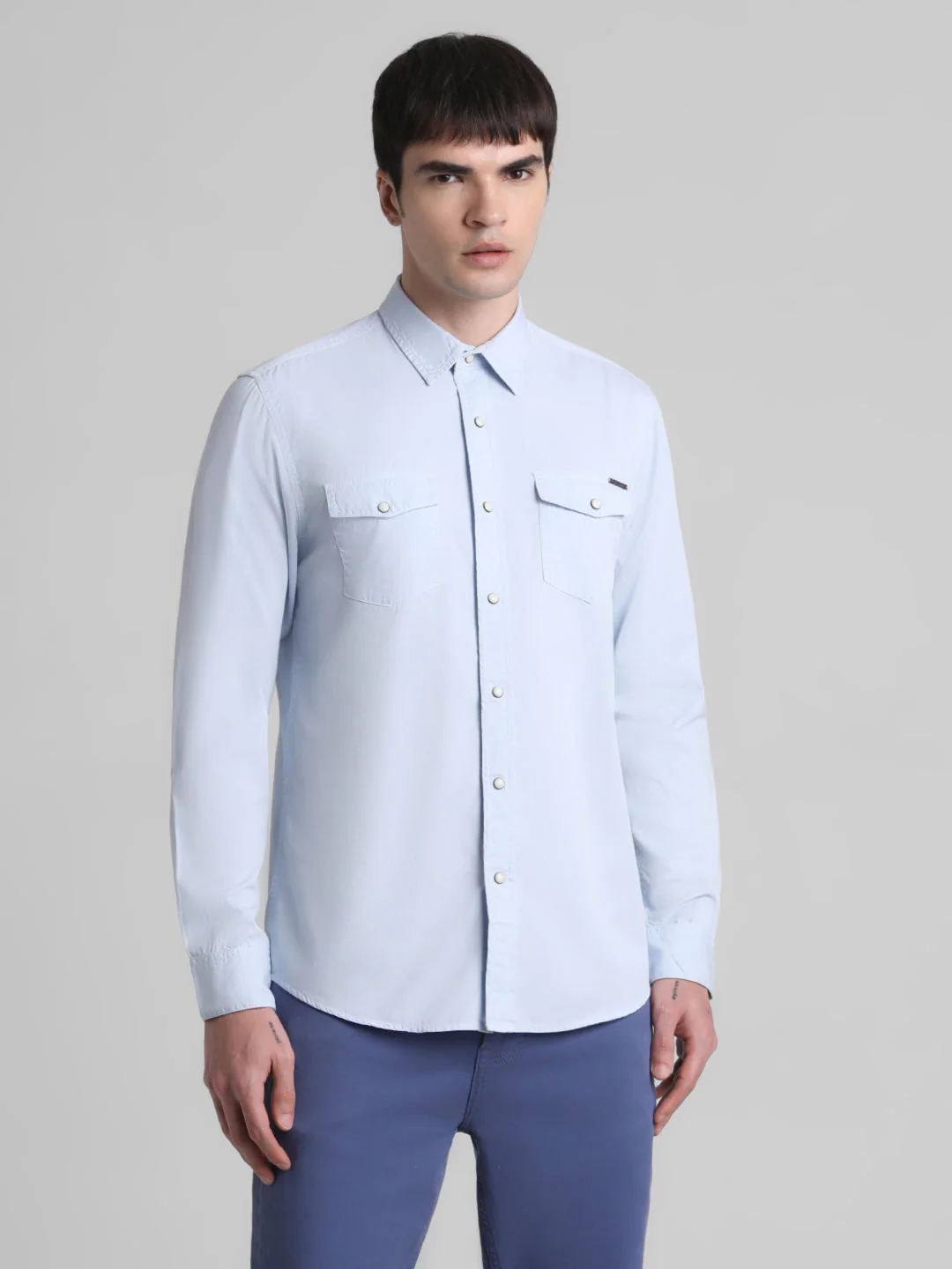 Light Blue Denim Full Sleeves Shirt - Image 2