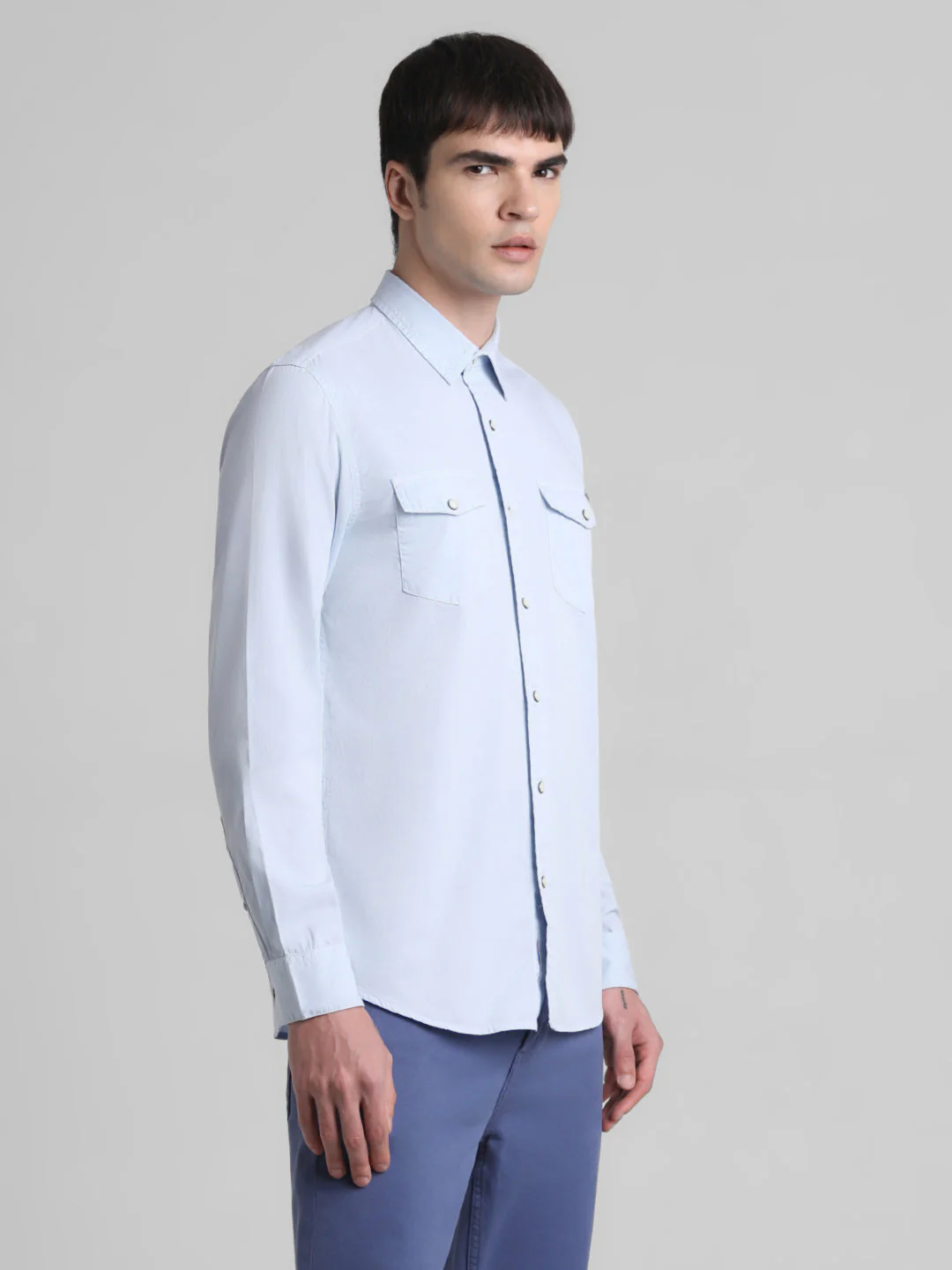 Light Blue Denim Full Sleeves Shirt - Image 3