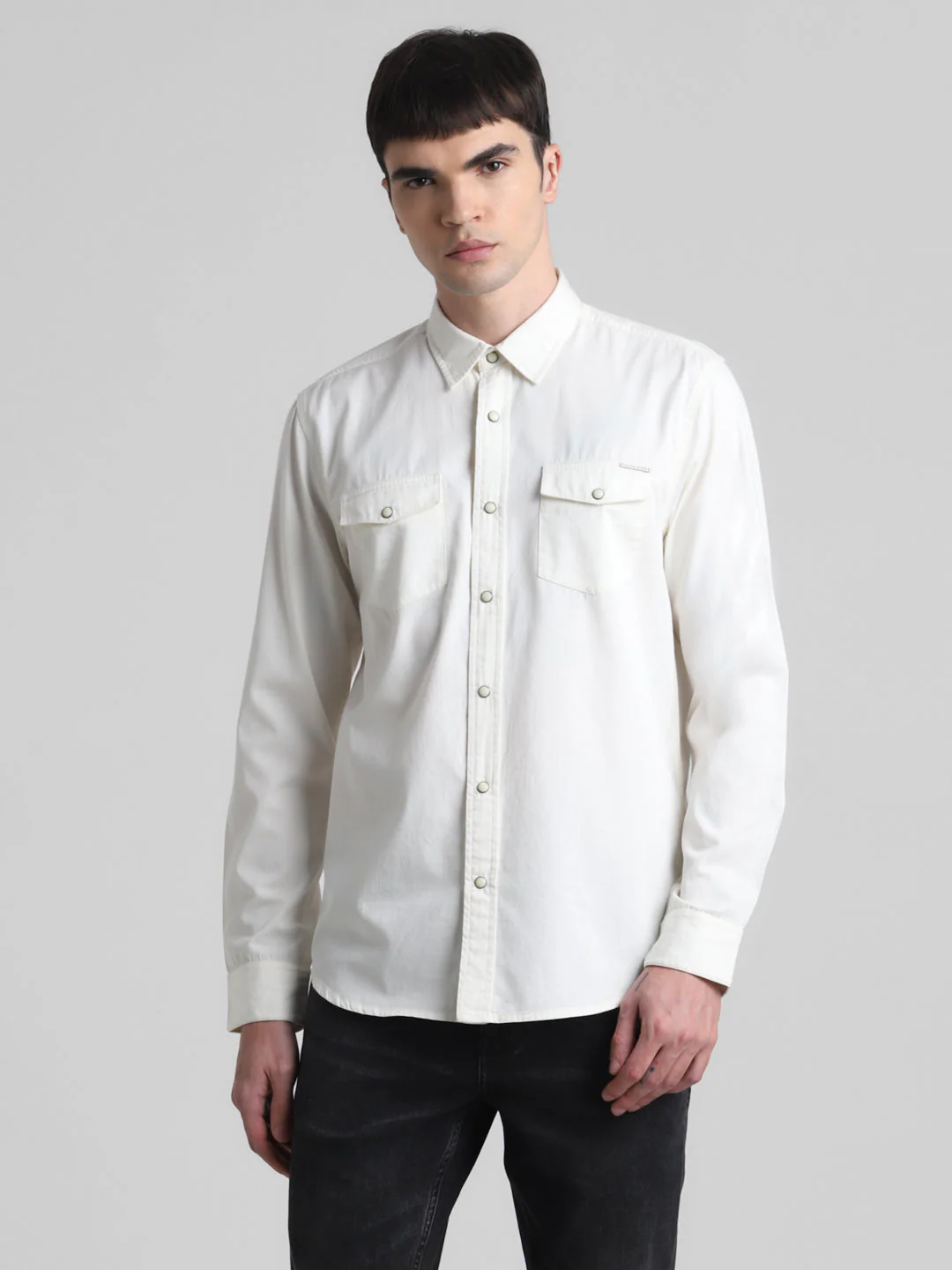 White Denim Full Sleeves Shirt - Image 2
