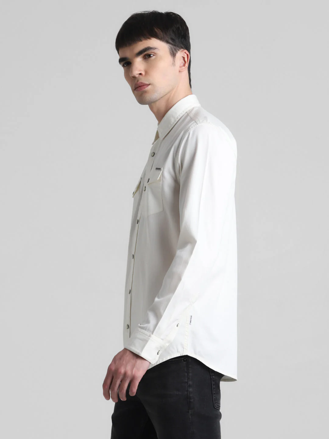 White Denim Full Sleeves Shirt - Image 3