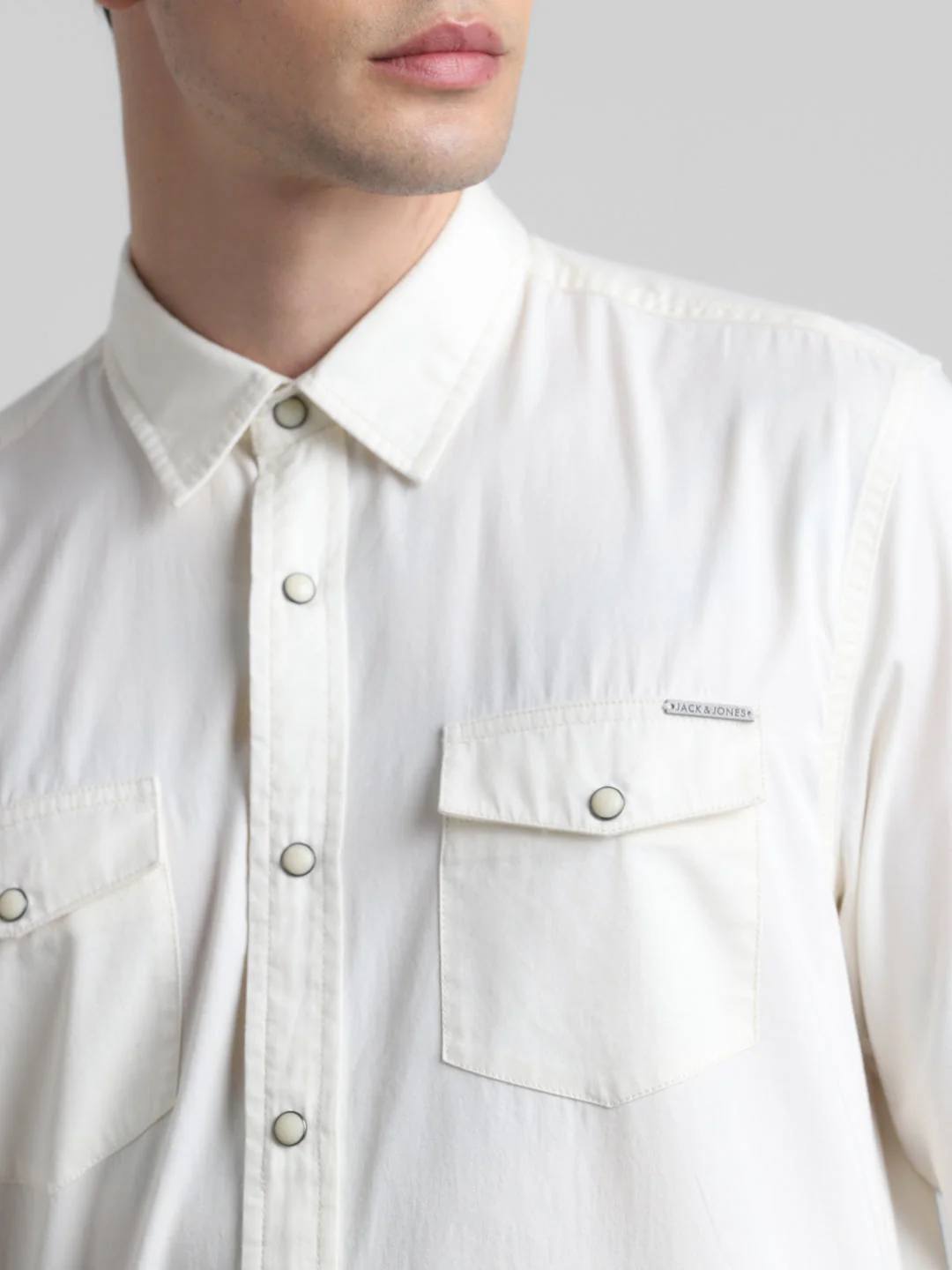 White Denim Full Sleeves Shirt - Image 5