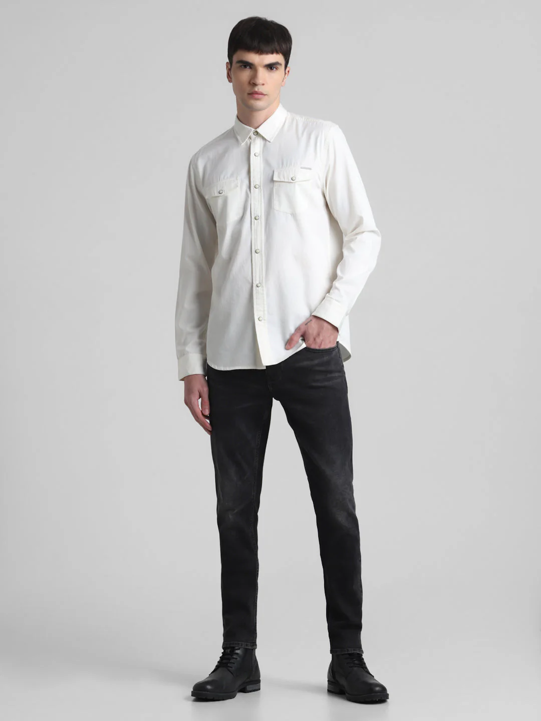 White Denim Full Sleeves Shirt - Image 6