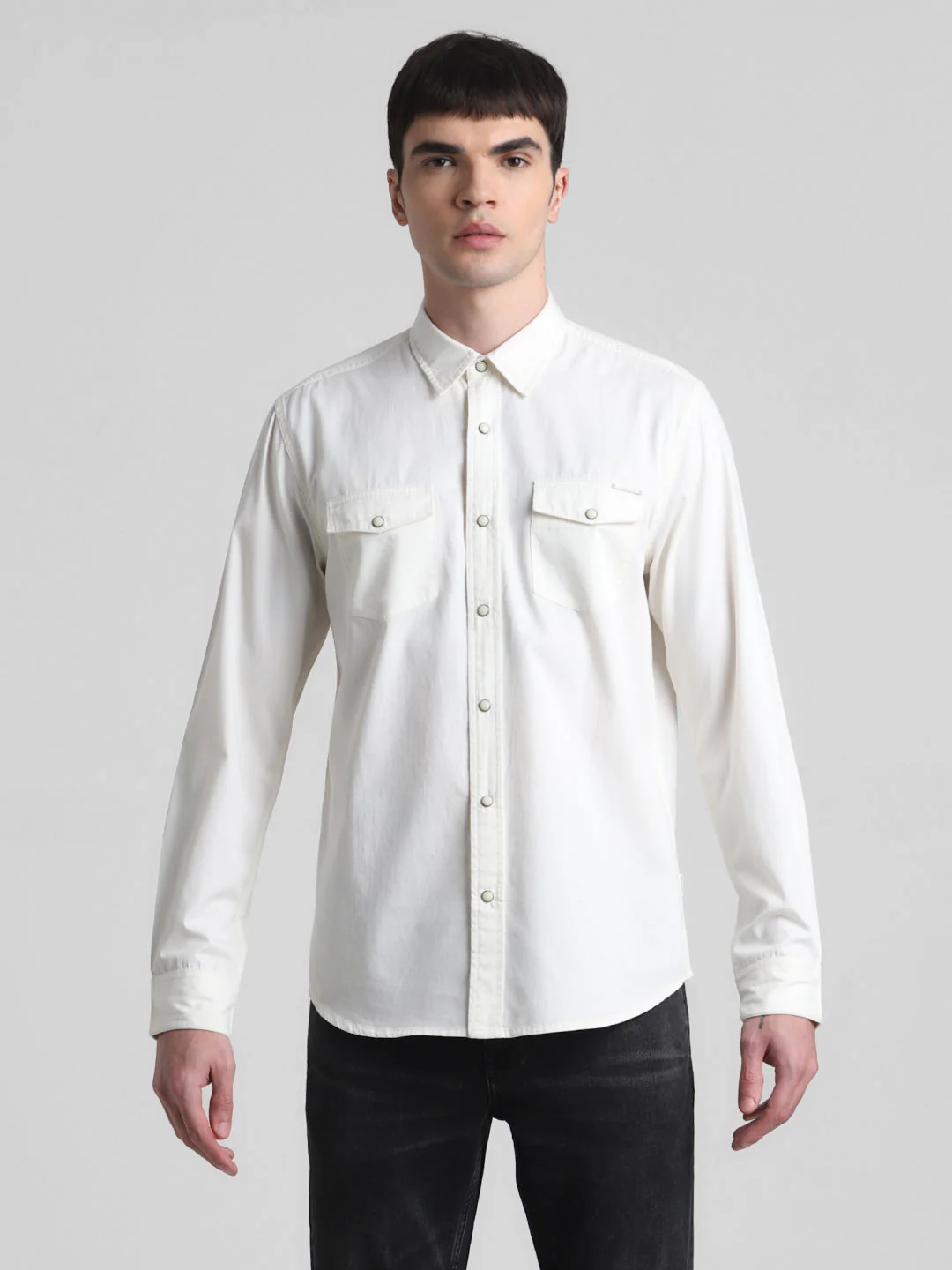 White Denim Full Sleeves Shirt - Image 8
