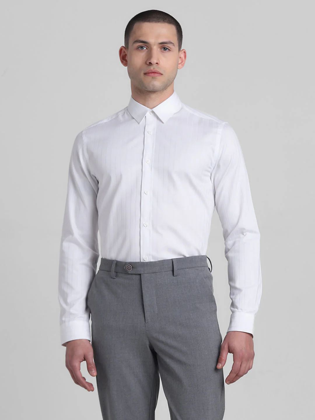 White Dobby Striped Shirt - Image 2