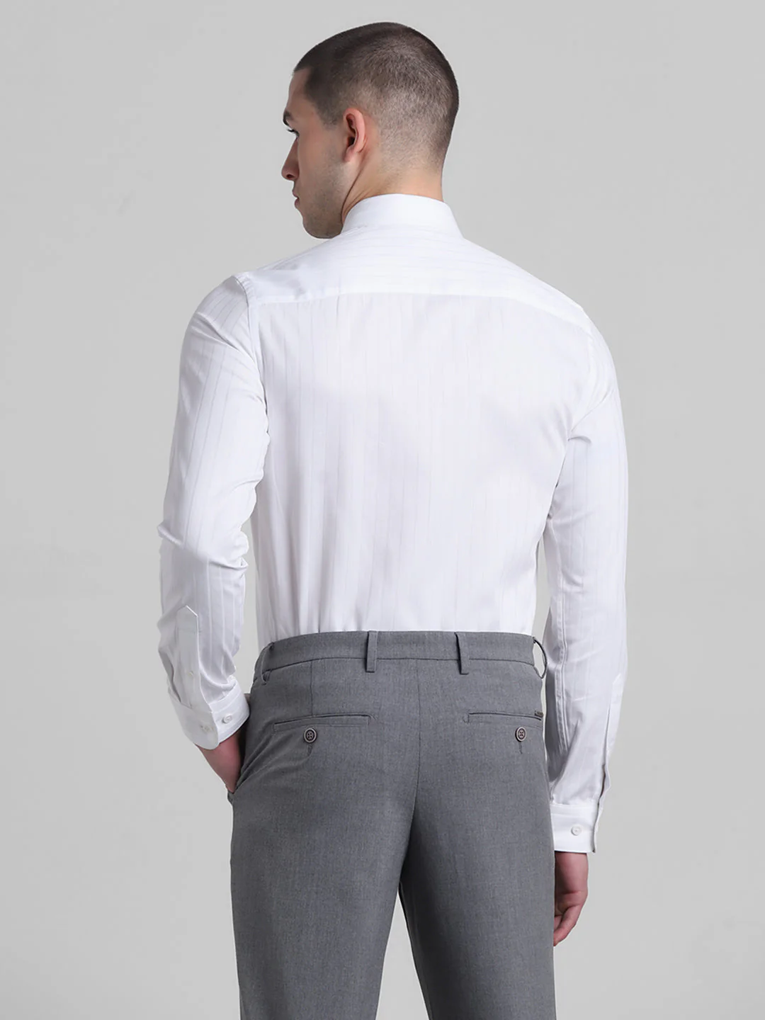 White Dobby Striped Shirt - Image 4